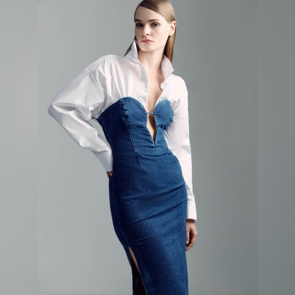 Bardot Eleni Strapless Denim Midi Dress – Dark Wash, Size 6 NWOT - Picture 8 of 12